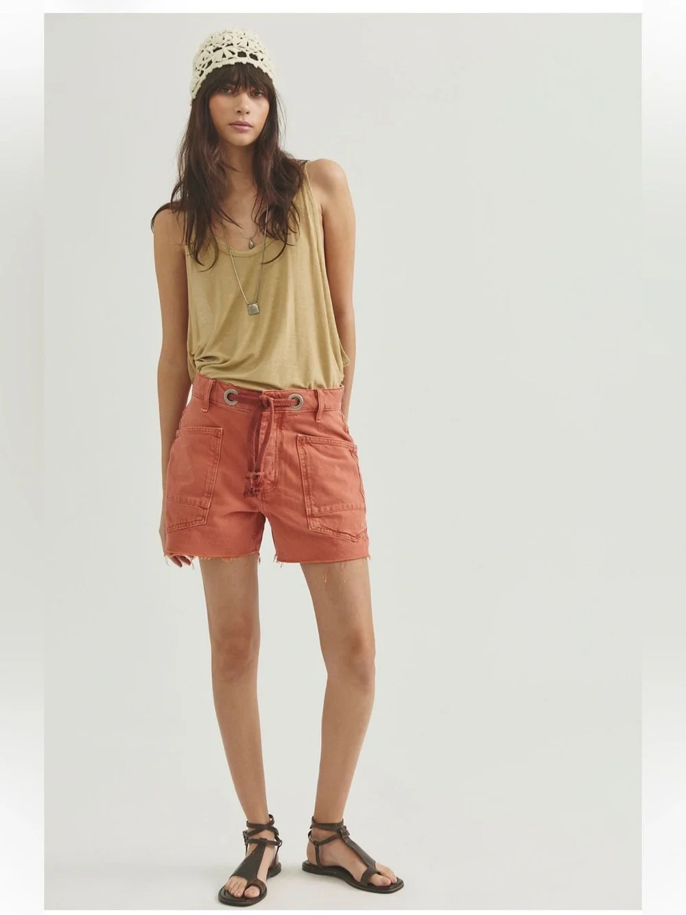 Free People NWOT Moxie Barrel Shorts Size 26 in Sunset